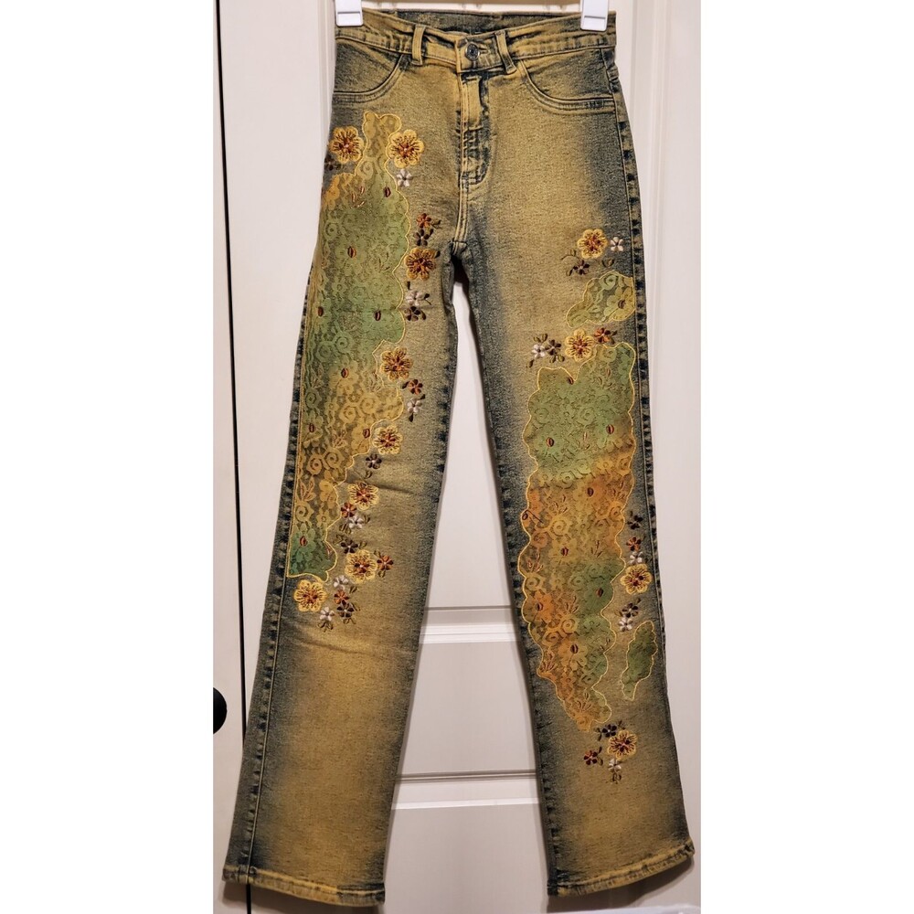 BrazilRoxx Embroidered Flowers Jeans BR 38/US 2 Faded Blue - NEW W/O Tags